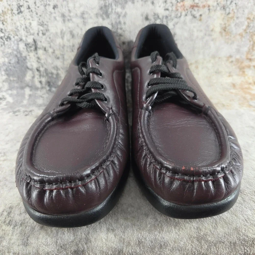 SAS Siesta‎ Walking Shoes Womens 9 Narrow Cordovan Leather Lace Up Moc Toe